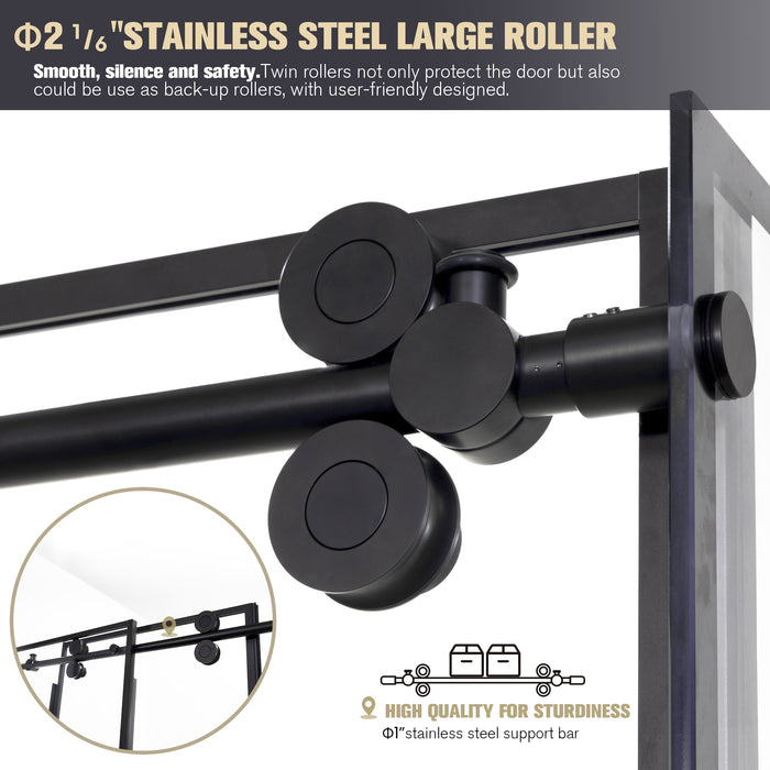 Yarrow Matte Black Frameless Shower Door – 56 Inch Slide