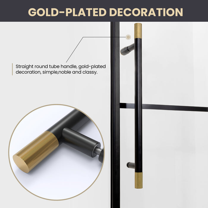 Yarrow Matte Black Frameless Shower Door – 56 Inch Slide