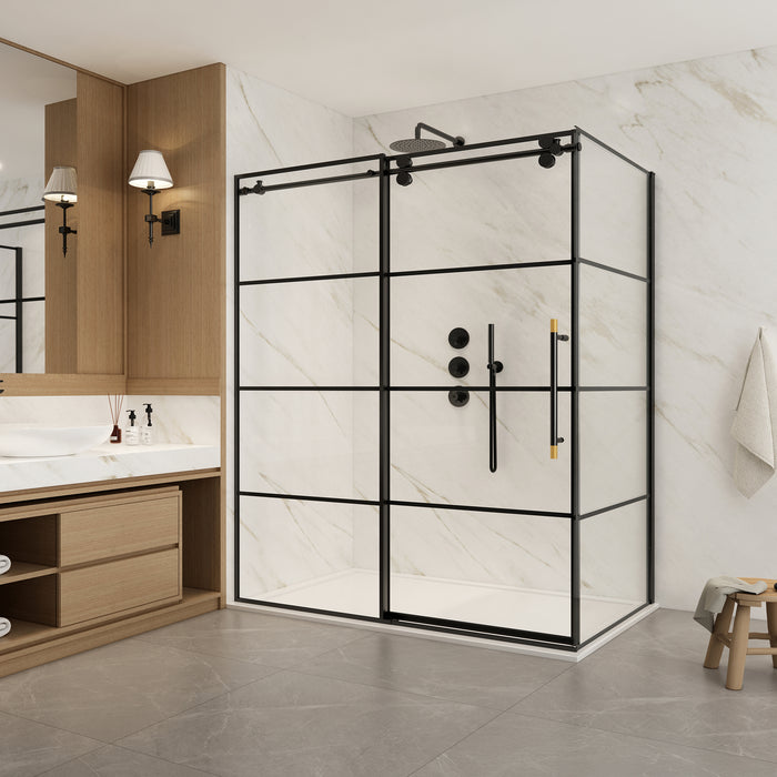Yvette 60-Inch Bathtub Glass Door – Modern Matte Black Slide