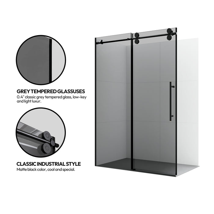 Helix Matte Black 60" Sliding Shower Door – Frameless Glass