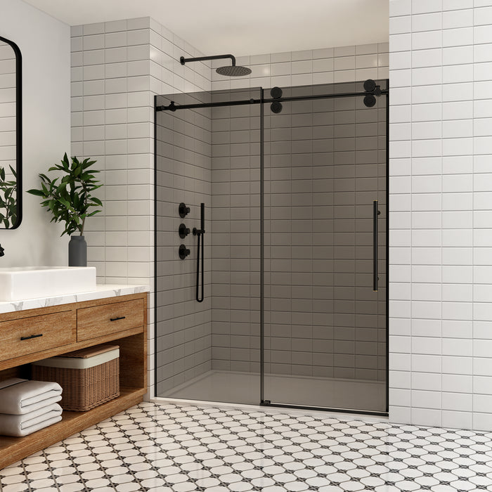 Helix Matte Black 60" Sliding Shower Door – Frameless Glass