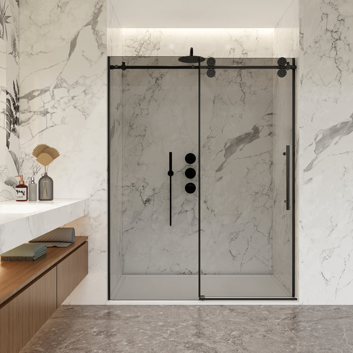 Helix Matte Black 60" Sliding Shower Door – Frameless Glass