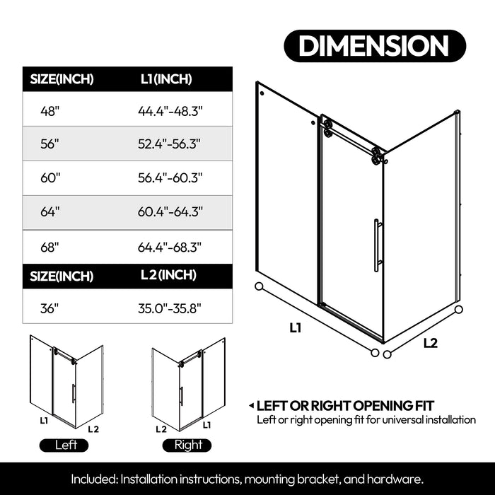 Lark 68" Matte Black Shower Enclosure – Frameless Glass