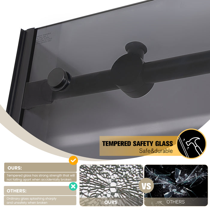 Jett 64-Inch Frameless Shower Enclosure – Matte Black Glass