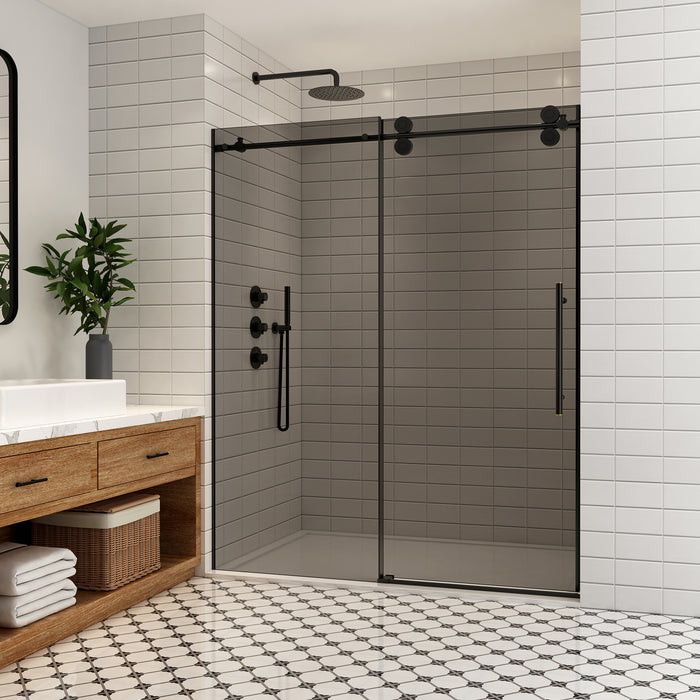 Isola 68" Sliding Shower Door – Sleek Matte Black Frame