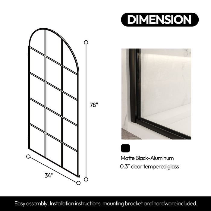 Zephyr Matte Black 60-Inch Shower Door – Sleek Sliding Design