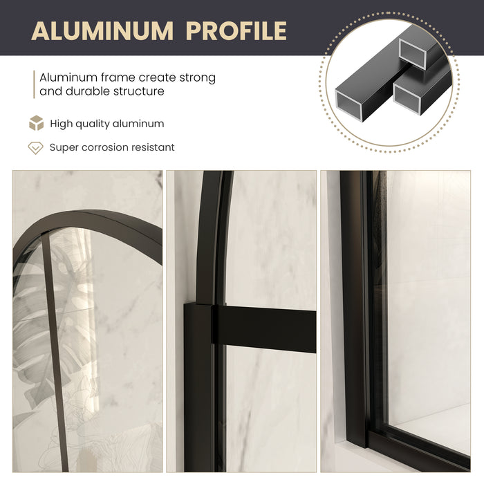 Zephyr Matte Black 60-Inch Shower Door – Sleek Sliding Design