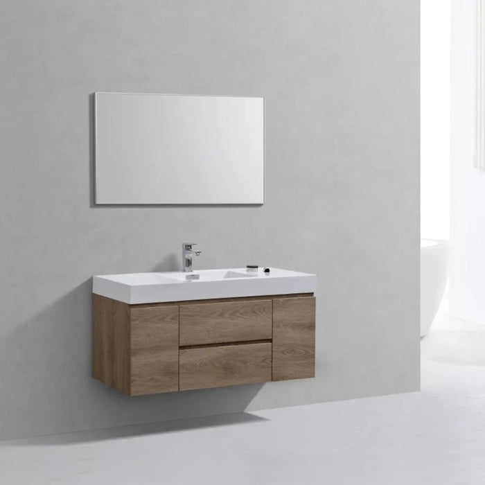 Bliss 48" Butternut Wall Mount Modern Bathroom Vanity