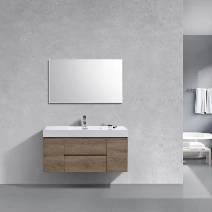 Bliss 48" Butternut Wall Mount Modern Bathroom Vanity