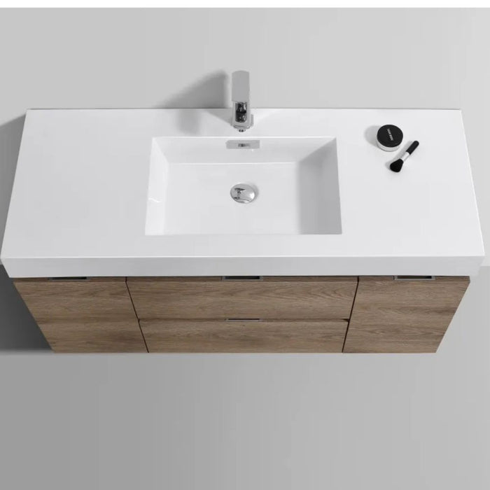 Bliss 48" Butternut Wall Mount Modern Bathroom Vanity