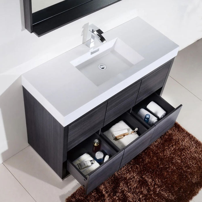 Bliss 48" Gray Oak Free Standing Modern Bathroom Vanity