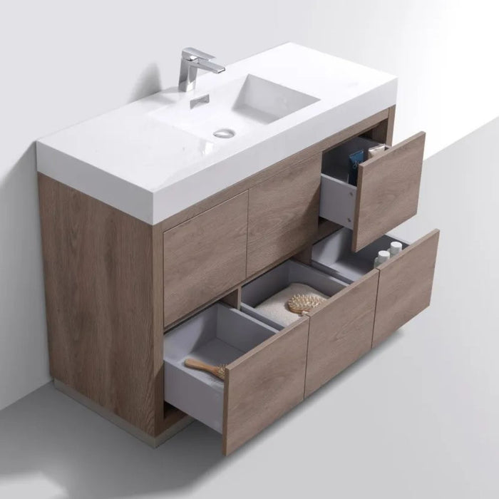 Bliss 48" Butternut Free Standing Modern Bathroom Vanity