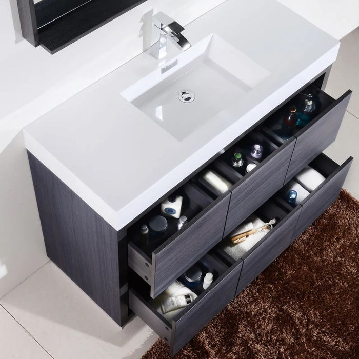 Bliss 48" Gray Oak Free Standing Modern Bathroom Vanity