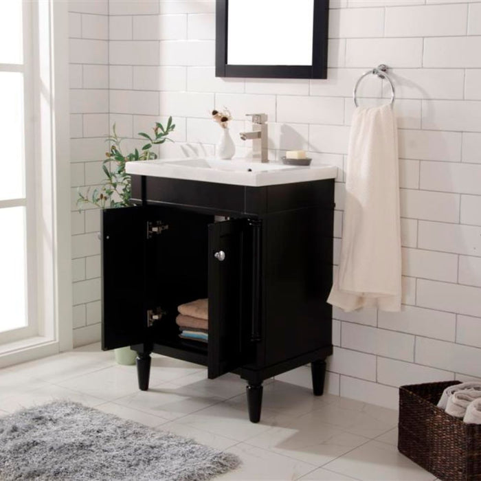 Brook Traditional 24" Espresso Single Sink Vanity with White Ceramic Top – Freestanding Bathroom Cabinet