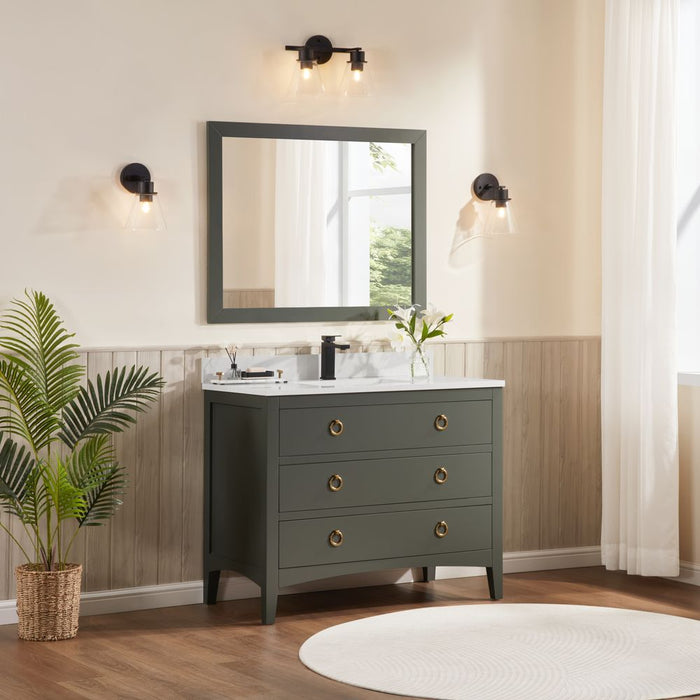 Lavin 42" Single Sink Vanity in Pewter Green – Freestanding Wood Cabinet with Stone Top
