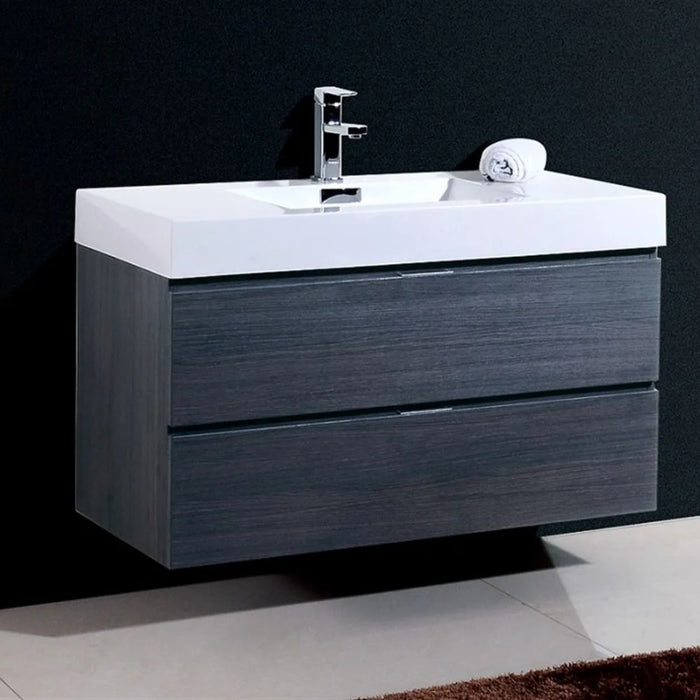 Isak 40" Gray Oak Wall Mounted Bathroom Vanity – Modern Design with Integrated Acrylic Sink