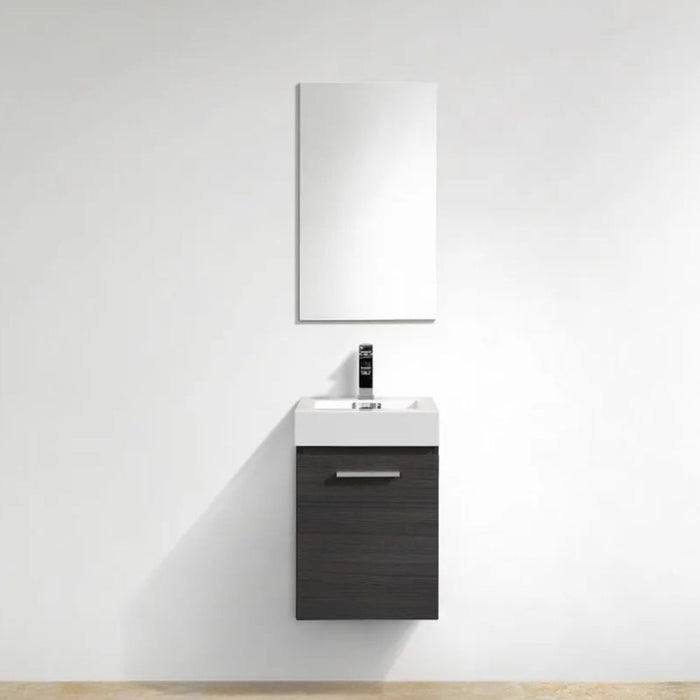 Mystic 16" High Gloss Gray Oak Wall Mount Modern Bathroom Vanity – Single Door Soft-Close Vanity