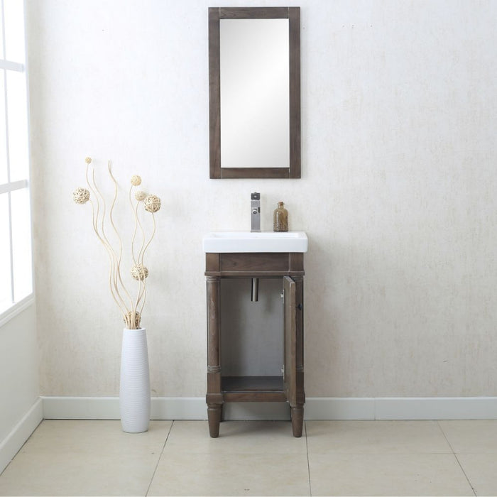 Belvoir 18" Weathered Gray Wood Bathroom Vanity – Space-Saving Design with Integrated White Porcelain Sink