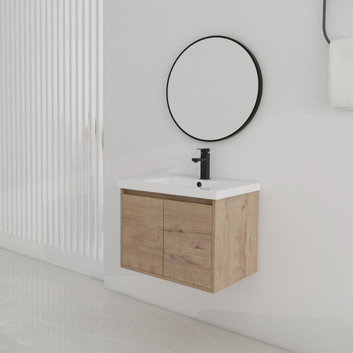 Jesse 24" White Plywood Single Bathroom Vanity – Modern Free-Standing with Gel-Coat Basin & 2-Door Storage
