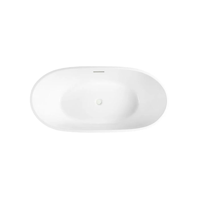 Marlyn 59-Inches Modern Freestanding Bathtub – White Acrylic Luxury Tub