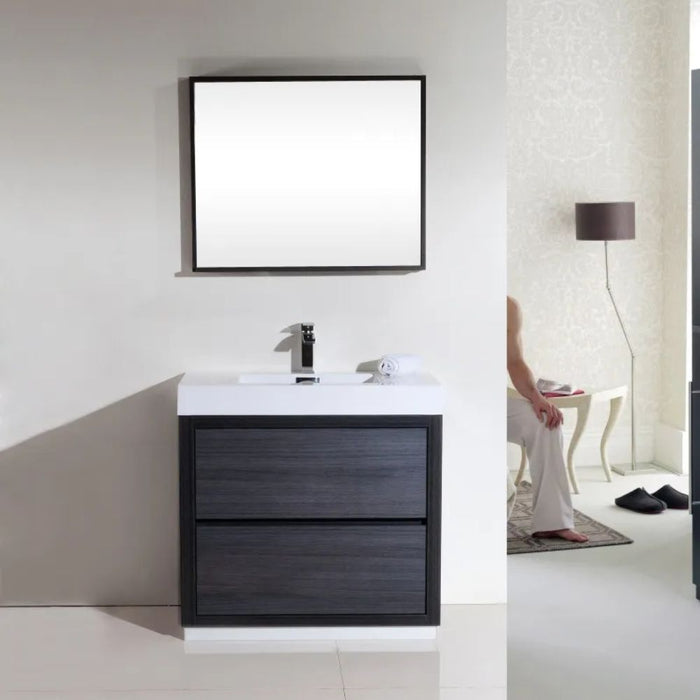 Ders 40" Black Wood Free Standing Bathroom Vanity – Modern Style with Integrated Sink