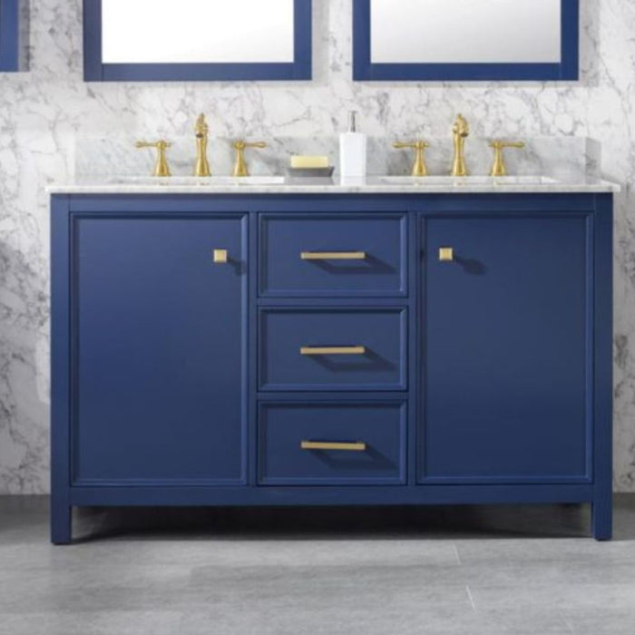 Gardner 54" Modern Double Sink Bathroom Vanity Pewter Green Finish Blue Stone Top with Storage Cabinet and Drawers