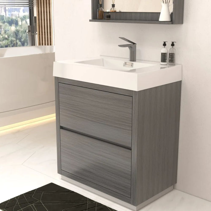 Vulcan 30" Vulcan Ash Grey Wood Bathroom Vanity – Free Standing Modern Style