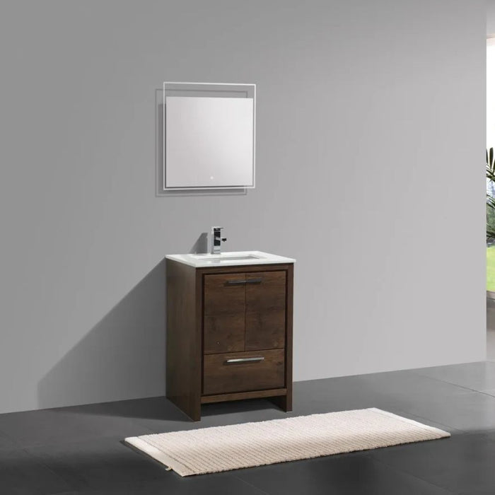 Dolce 24? Rose Wood Modern Bathroom Vanity with White Quartz Counter-Top
