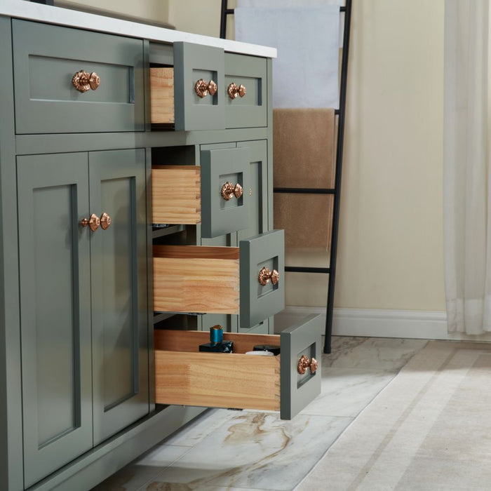 Mathias 60" Pewter Green Wood Bathroom Vanity with 1" Stone Countertop Undermount Sink Soft Close Hardware