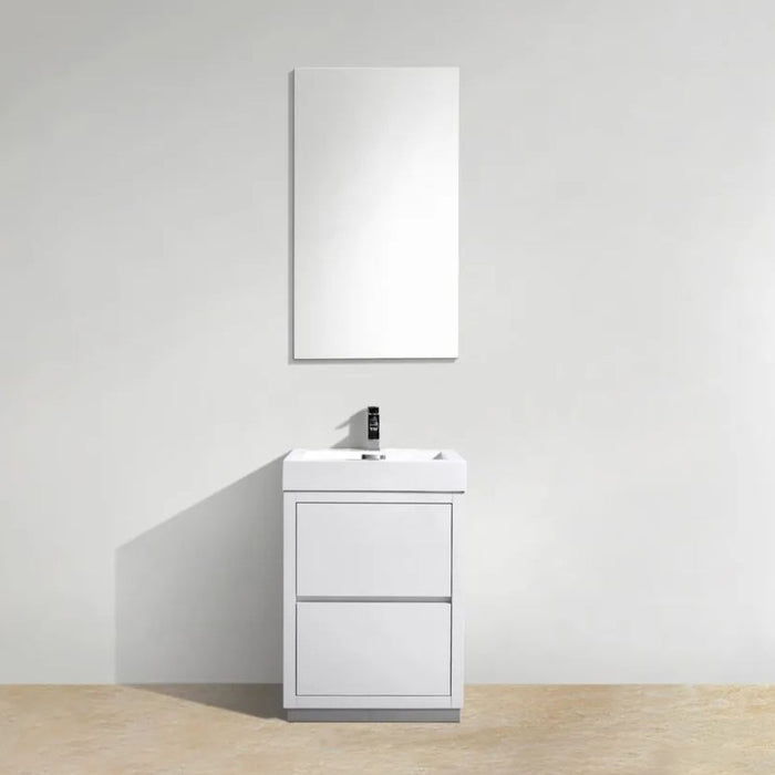 Barclay 24" High Gloss White MDF Bathroom Vanity - Contemporary Free Standing with European Hardware