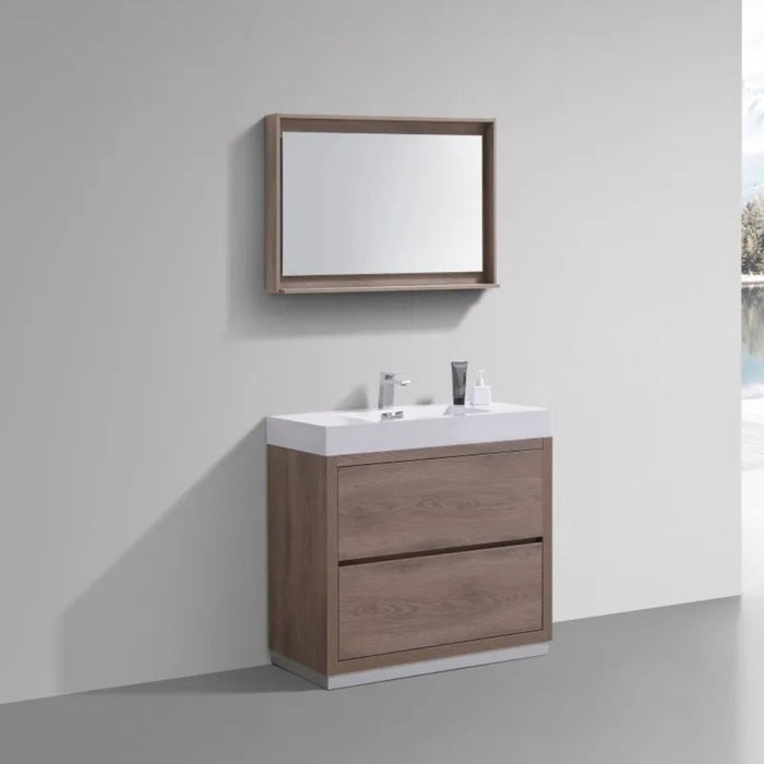 Merk 40" Butternut Wood Modern Bathroom Vanity – Freestanding with Push-Open Drawers