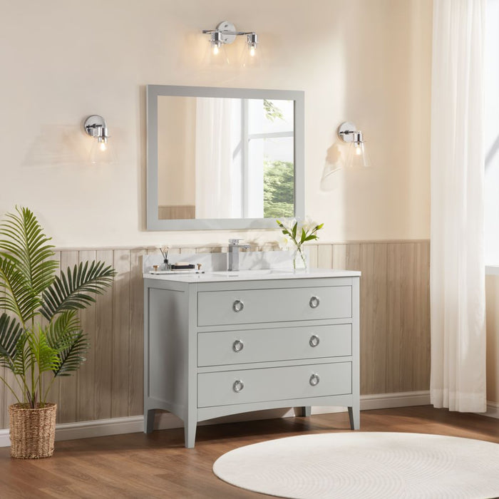 Agnew Silver Strand 42" Silver Sink Vanity – Solid Wood, Artificial Stone Top, Soft-Close Drawers