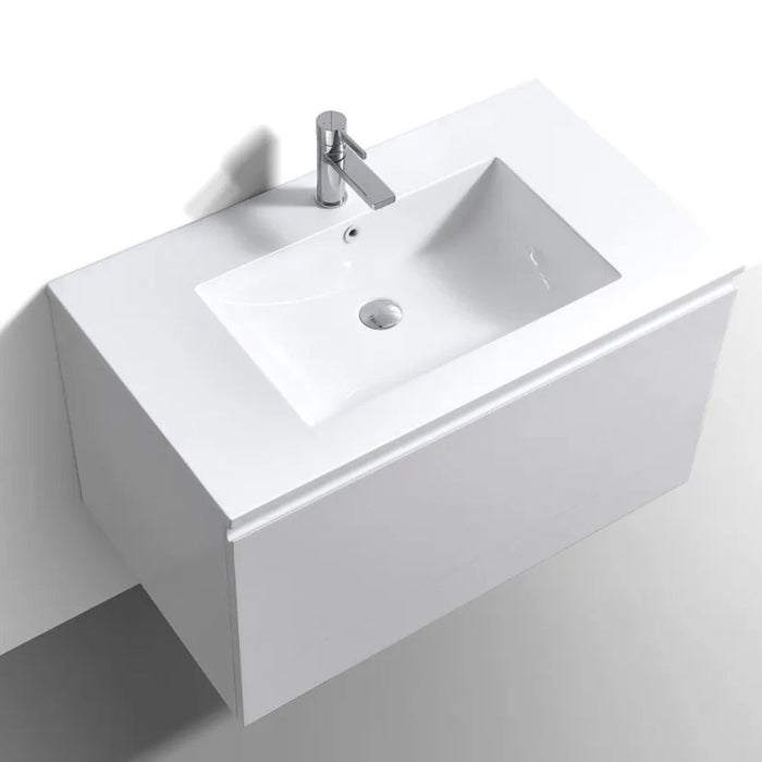 Lauren 36" Modern Wall Mounted Bathroom Vanity Gloss White – Contemporary Floating Design with Integrated Sink