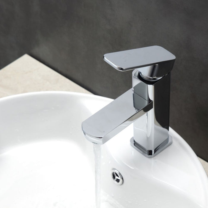Arion Chrome Bathroom Vanity Faucet Single Hole – Modern Solid Brass with Flexible Braided Hoses