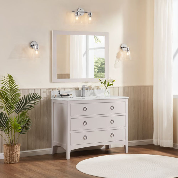Spuma 42" Freestanding Sink Vanity in White – Solid Wood Base & Artificial Stone Countertop