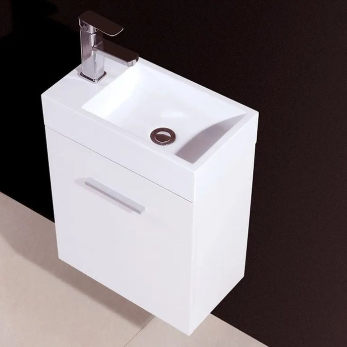 Darcy 18" High Gloss White Wall Mounted Modern Vanity – European Hardware Soft-Close