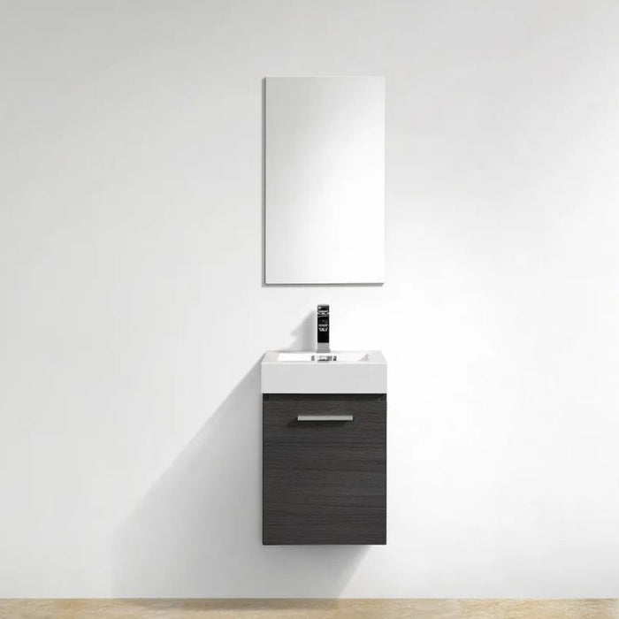 Jody 16" Gray Oak Wall Mount Modern Vanity – Compact Bathroom Vanity with Acrylic Sink