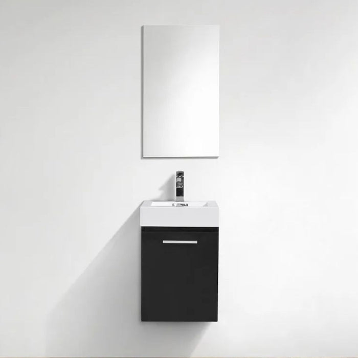 Charlene 16" Black Wall Mount Bathroom Vanity – Modern Acrylic Sink with Marine Veneer Construction