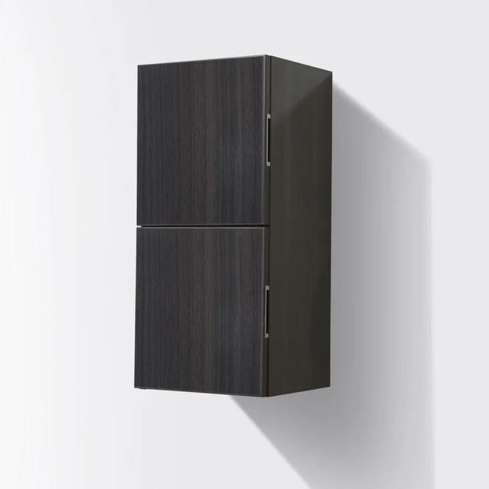 Palmer 12" x 24" Gray Oak High Gloss Linen Side Cabinet – Two Door Bathroom Storage with Soft Close