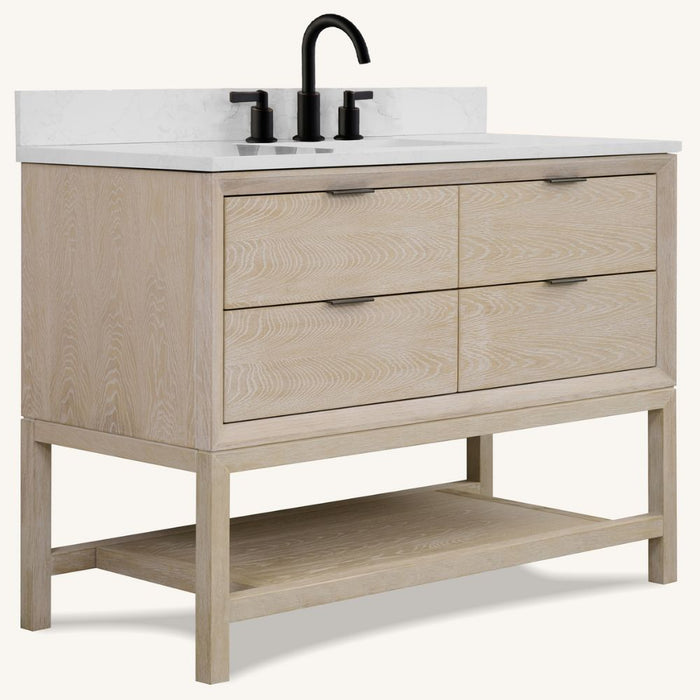 Parkson 48" Whitewashed Oak Single Bathroom Vanity – Contemporary Leg Style with 2-Drawer Storage
