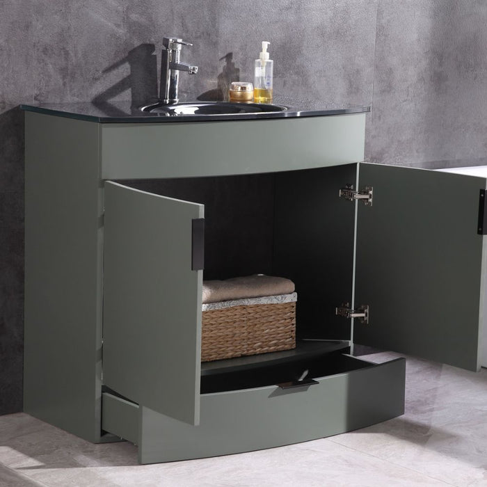 36" Pewter Green Bathroom Vanity - Pvc