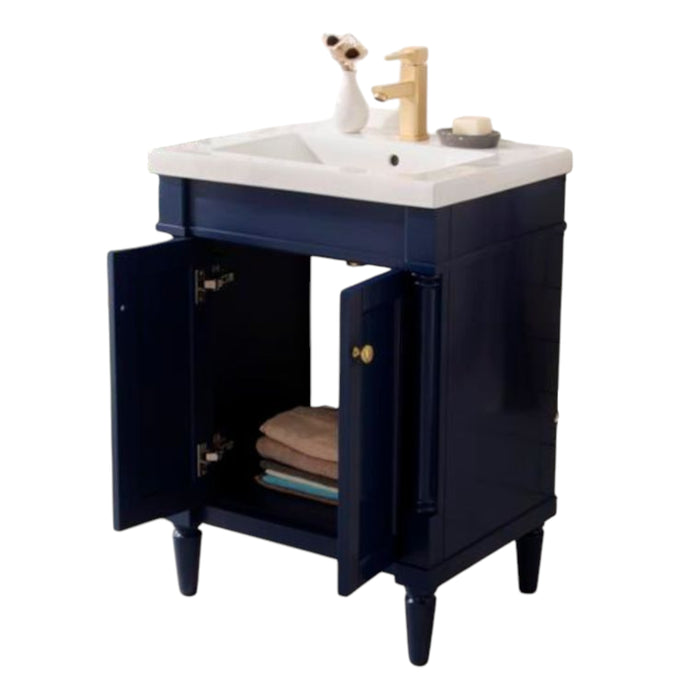 Blaze 24" Blue Sink Vanity Cabinet – Modern Bathroom Vanity with Ceramic Top