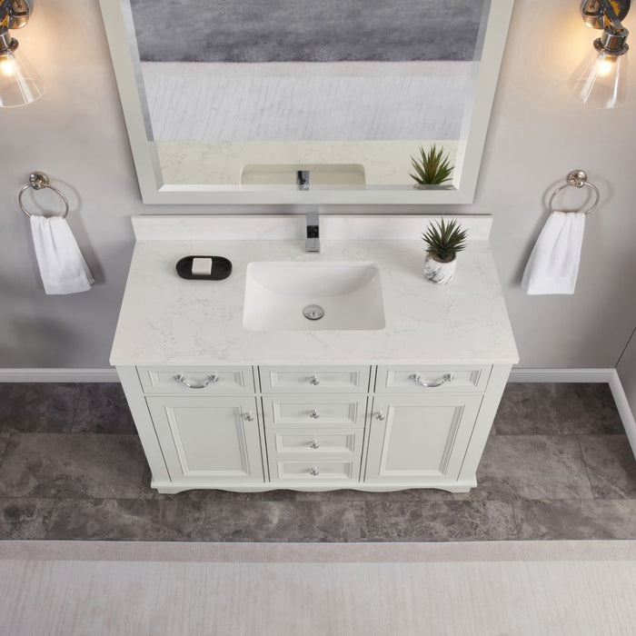 Oreille 48" Silver Strand Finish Bathroom Vanity Set with 1" Stone Countertop & Soft Close Hardware