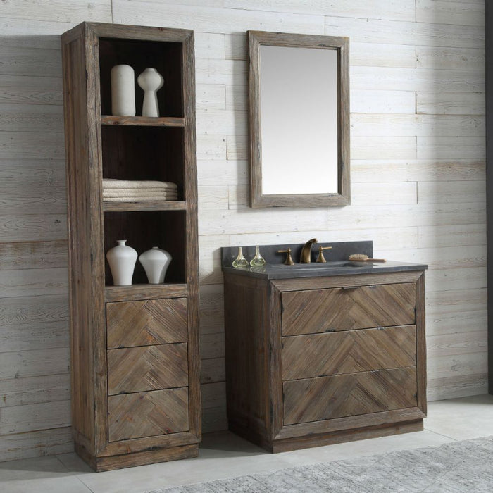 Pease 36" Solid Wood Bathroom Vanity with Marble Countertop, 3-Drawer Storage & Ceramic Sink