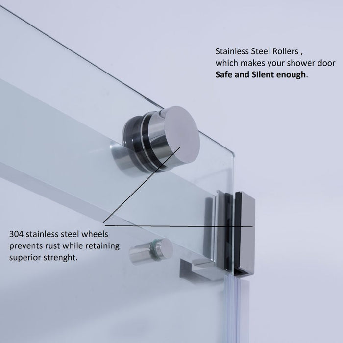 Spezia 60" W x 76" H Double Sliding Frameless Shower Door in Matte Black
