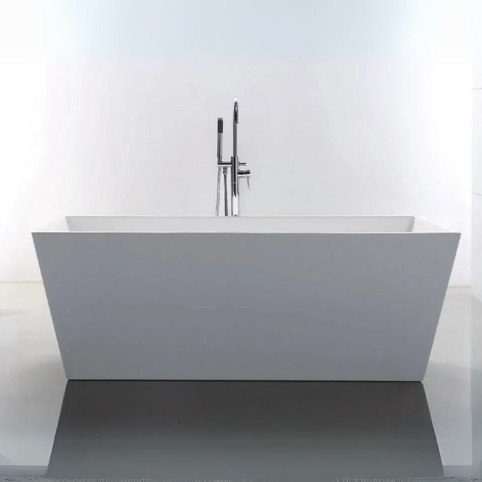 Makassar 67" White Free Standing Bathtub – Modern Ergonomic Soaking Tub with Chrome Drain