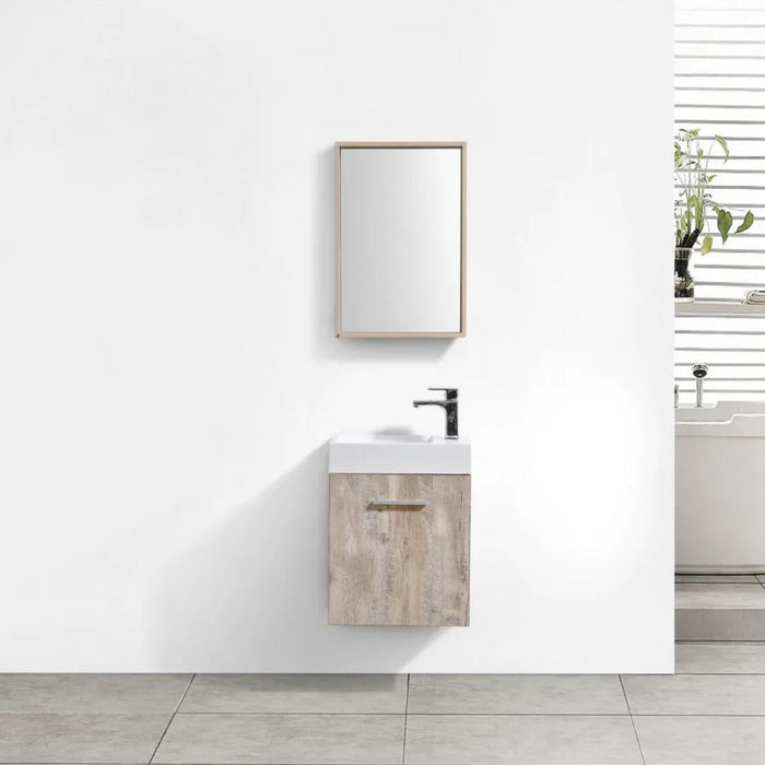 Desa 18" Nature Wood Veneer Wall Mount Bathroom Vanity – Compact Modern Design with Integrated Sink