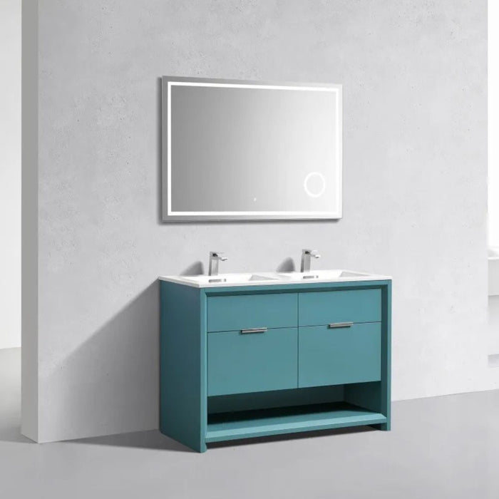 Aziza 48" Double Sink Bathroom Vanity in Teal Green Finish – Modern MDF Construction with 4 Drawers