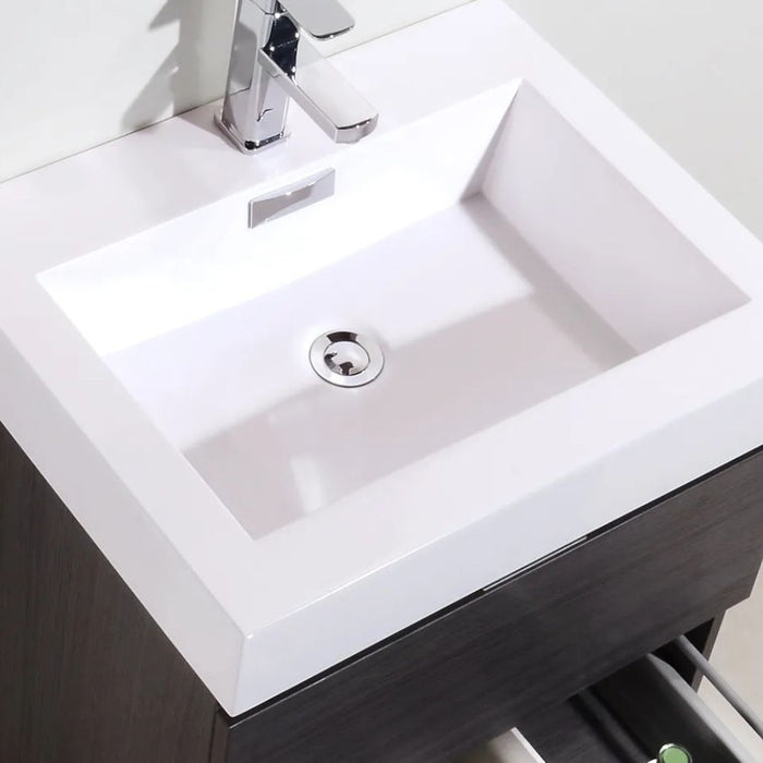 Lotus 24" Gray Oak Wood Wall Mount Bathroom Vanity – Modern Style with Acrylic Composite Sink