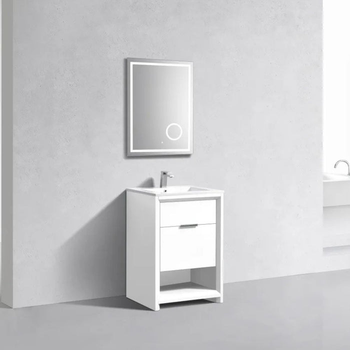 Nita 24" Modern Gloss White Bathroom Vanity – Ready to Install with Acrylic Composite Countertop